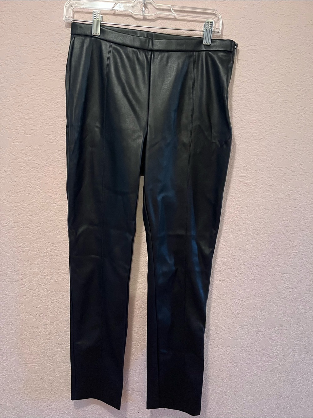 Truth By Republic Black Faux Leather Straight Leg Pants‎ Vegan Leather